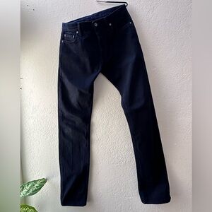 3sixteen ST-122x size 33” double shadow selvedge raw denim jeans all black